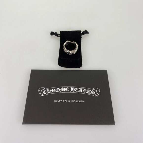 CHROME HEARTS Double Floral Cross Heart Silver Ring - Picture 11 of 14